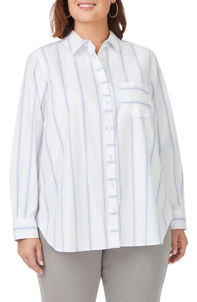Foxcroft Stripe Boyfriend Button-up Shirt In White Multi
