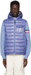 Moncler Ragot Quilted Hooded Down Vest In Blue