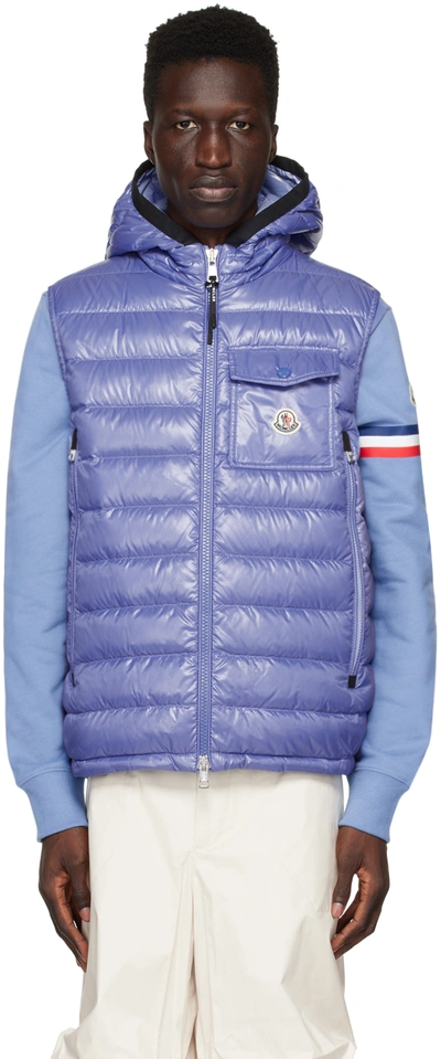 Moncler Ragot Quilted Hooded Down Waistcoat In Blue