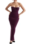 House Of Cb Strapless Corset Maxi Dress In Grape