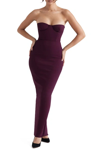 House Of Cb Strapless Corset Maxi Dress In Grape