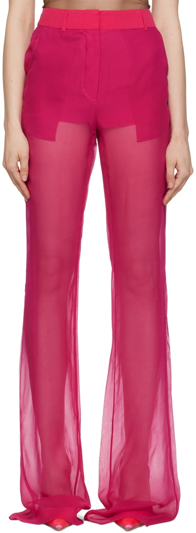 Nensi Dojaka Silk-georgette Flared Pants In Pink