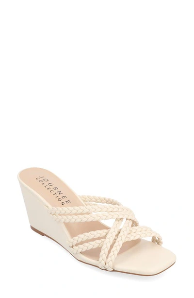 Journee Collection Baylen Braided Strappy Wedge Sandal In Beige