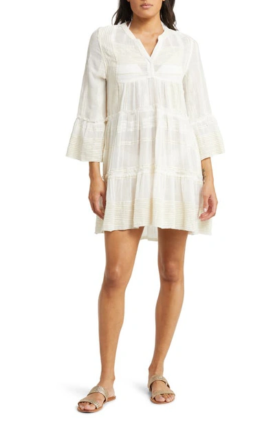Elan Metallic Cover-up Midi Dress In Natural