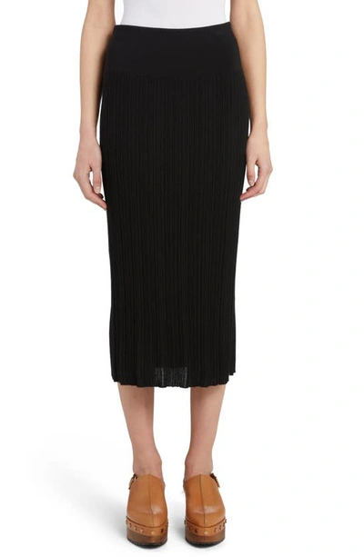 Agnona Microribbed Cashmere & Silk Midi Skirt In Black