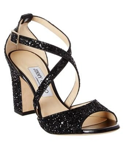 Jimmy Choo Carrie 100 Coarse Glitter Fabric Peep In Black