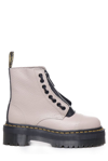 Dr. Martens' Sinclair Milled Nappa Leather Platform Boots In Creme