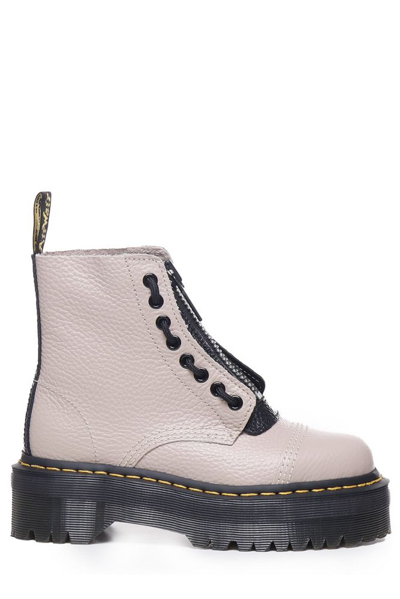 Dr. Martens' Sinclair Milled Nappa Leather Platform Boots In Creme