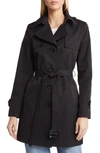 Sam Edelman Water Repellent Cotton Blend Trench Coat In Black