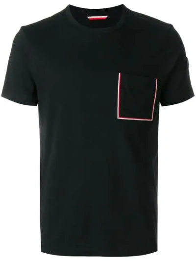 Moncler Striped Patch-pocket Cotton T-shirt In Black