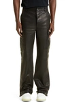 Amiri Leather Flare Cargo Pants In Black