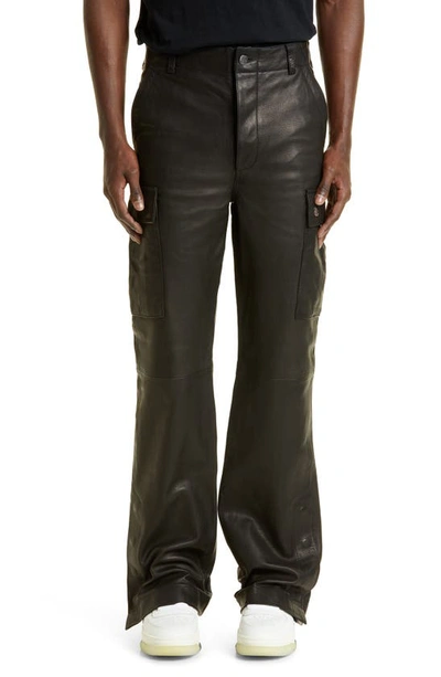 Amiri Leather Flare Cargo Pants In Black