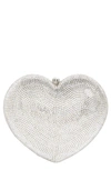 Judith Leiber Lamour Petite Coeur Heart Clutch In Silver Rhine