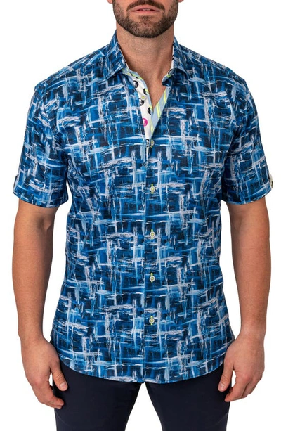 Maceoo Galileo Glaciers Blue Short Sleeve Button-up Shirt