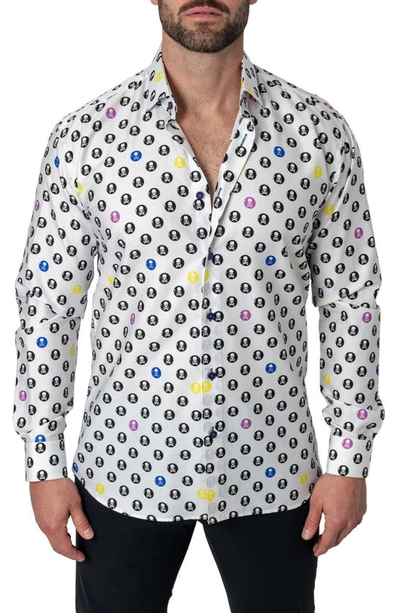 Maceoo Fibonacci Regular Fit Skullcircle White Button-up Shirt