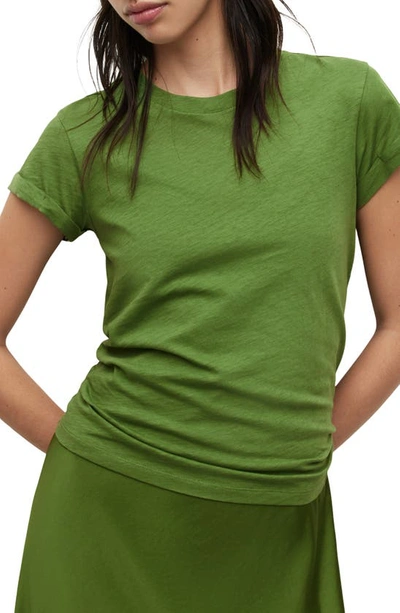 Allsaints Anna Cuff Sleeve Cotton T-shirt In Cactus Green