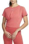 Nike Women's Dri-fit One Luxe Twist Cropped Short-sleeve Top In Pink