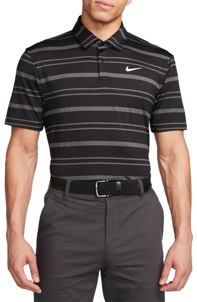 Nike Men's Dri-fit Tour Striped Golf Polo In Black