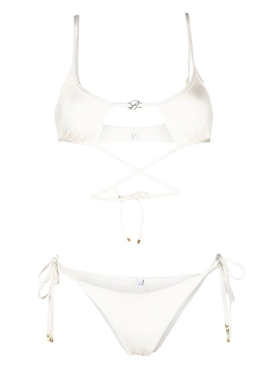 Blumarine Logo-embellished Cut-out Bikini In White