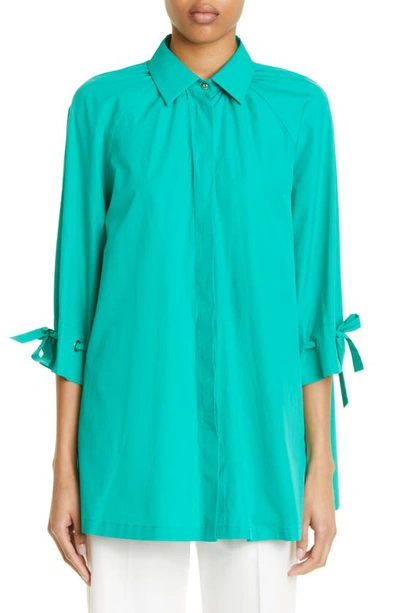 Max Mara Gigi Button Down Poplin Blouse In Mint