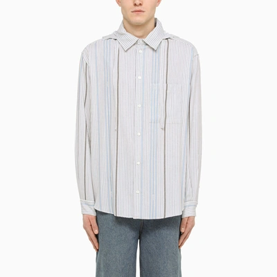 Loewe Men's Hooded Striped Jacquard Shirt In White | ModeSens
