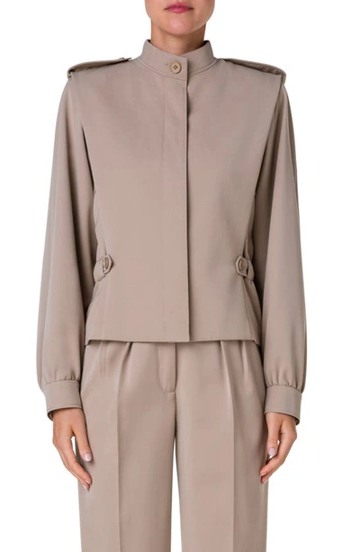 Akris Wool Button-front Short Coat In Cardboard