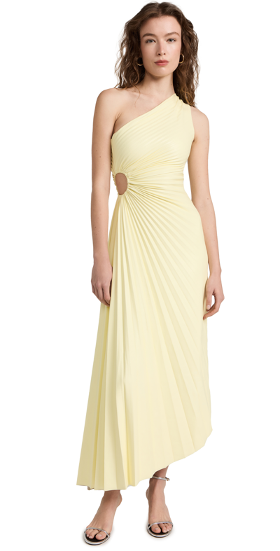 A.l.c Delfina Cut-out Pleated Midi Dress In Canary