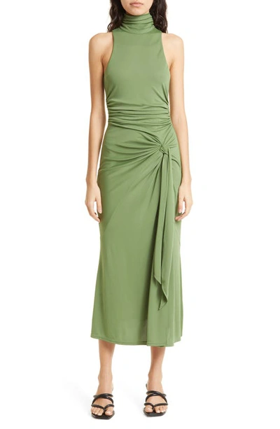 Cinq À Sept Rori Sleeveless Side-tie Turtleneck Midi Dress In Bonsai