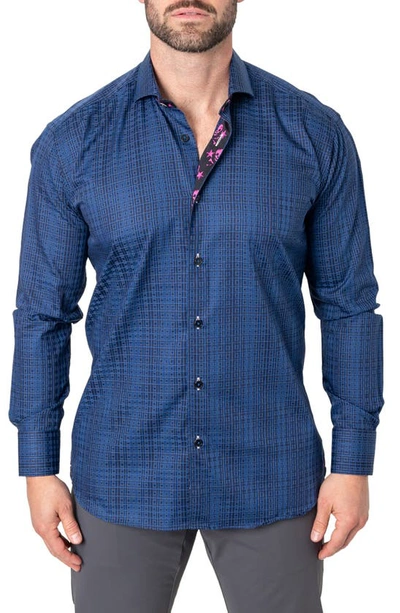 Maceoo Einstein Repeat Square Contemporary Fit Button-up Shirt In Blue
