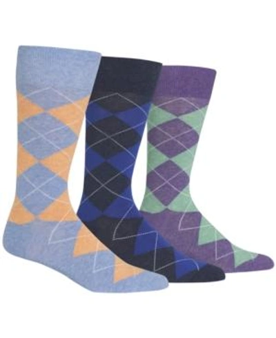 Polo Ralph Lauren Ralph Lauren Men's Socks, Dress Argyle Crew 3 Pack Socks In Denim Heather