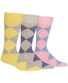 Polo Ralph Lauren Ralph Lauren Men's Socks, Dress Argyle Crew 3 Pack Socks In Soft Yellow