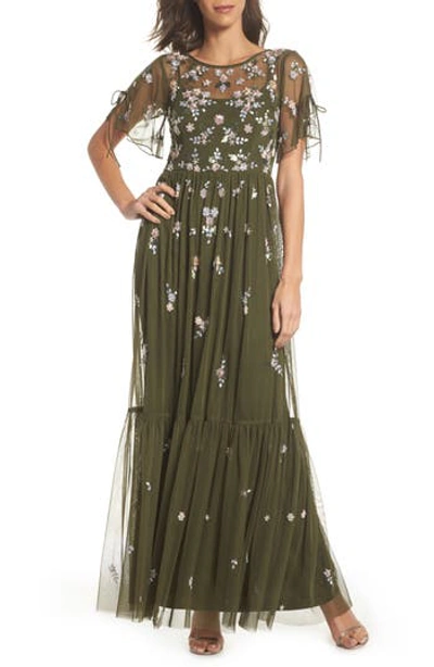 Adrianna papell embellished mesh cheap gown