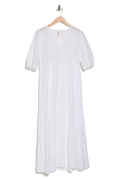 Boho Me Tiered Short Sleeve Maxi Dress In White