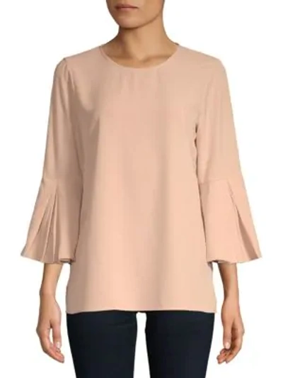 Calvin Klein Pleated Bell-sleeve Top In Blush