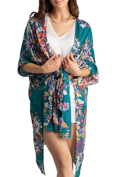 Saachi Floral Ruana In Teal
