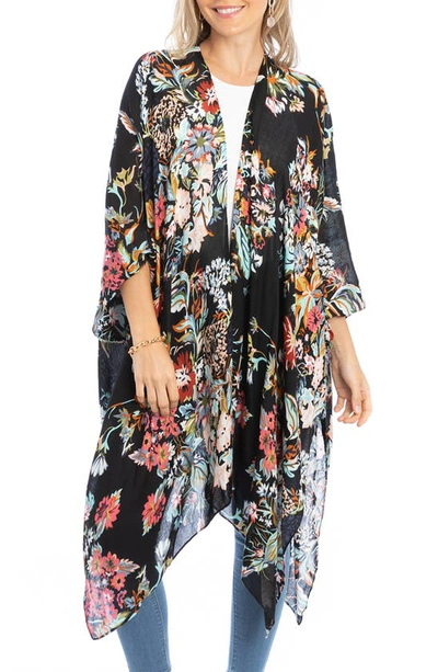 Saachi Lasdon Floral Print Ruana In Black