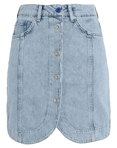 Karl Lagerfeld Jeans Organic Cotton Buttoned Denim Skirt In Blue