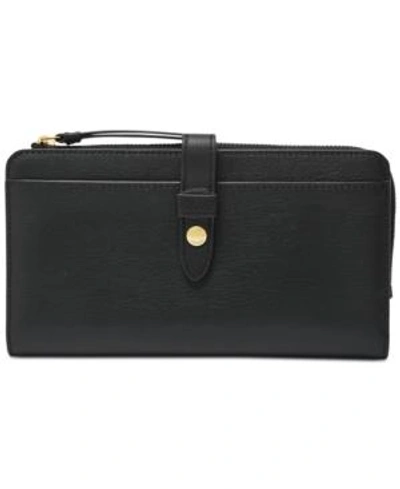 Fossil Fiona Leather Tab Wallet In Black