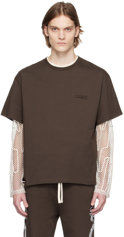 Charles Jeffrey Loverboy Logo-embroidered Organic Cotton T-shirt In Brown
