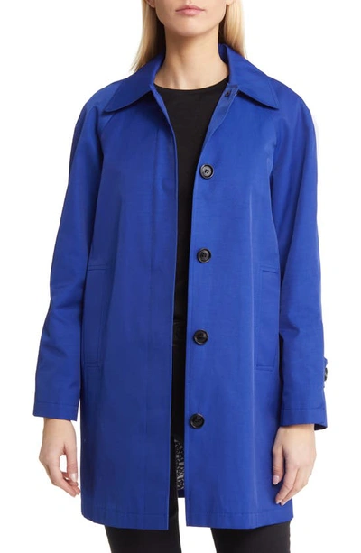 Sam Edelman Mac Water Repellent Cotton Blend Raincoat In Cobalt