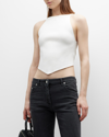 Courrèges Pointy Viscose Rib Knit Tank Top In Heritage White