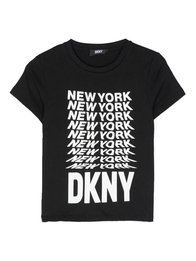 Dkny Kids' Cotton Logo-print T-shirt In B Nero