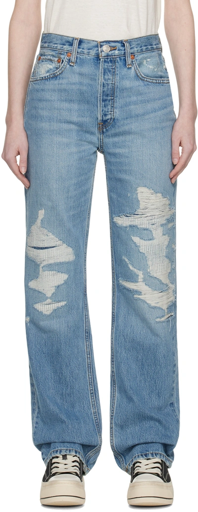 Re/done Ripped-detail Loose-fit Jeans In Blue