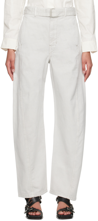Lemaire Twisted Cropped Jeans In White