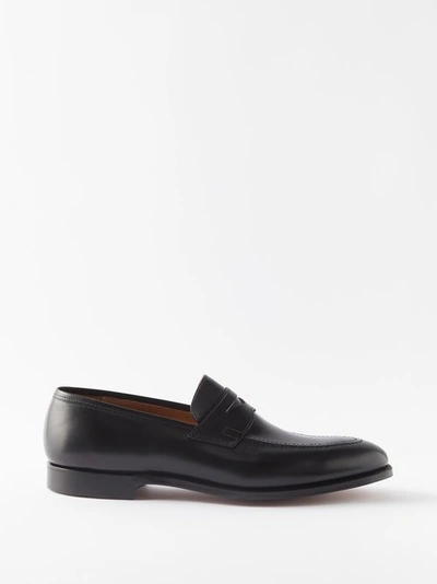 Crockett & Jones Sydney Leather Loafers In Black Calf