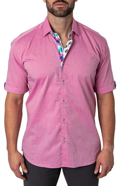 Maceoo Galileo Cottoncandy Pink Short Sleeve Button-up Shirt