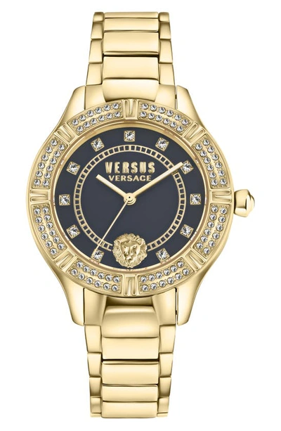 Versus Canton Road Crystal Bracelet Watch, 36mm In Yellow Gold