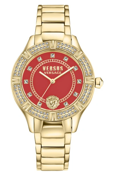 Versus Versace Canton Road Crystal Bracelet Watch, 36mm In Gold