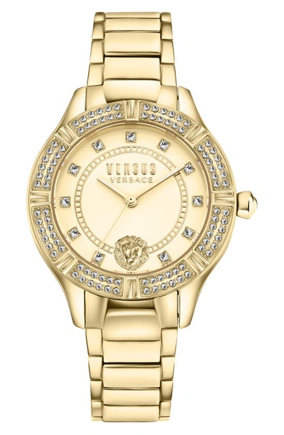 Versus Versace Canton Road Crystal Bracelet Watch, 36mm In Ip Yellow Gold