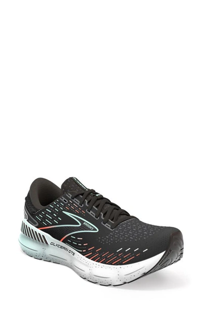 Brooks Glycern Gts 20 Running Shoe In Black/ Red/ Opal